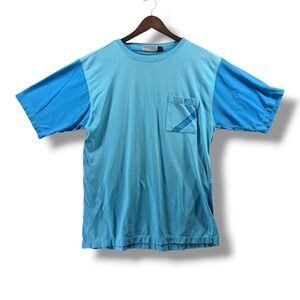 Vintage Surf Gear Blue Colorblock Pocket T-Shirt Mens Large Short Sleeve Tee